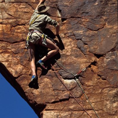 Tim Macartney-Snape climbing a rock face in Western Australia