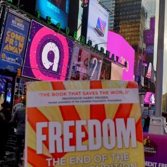 FREEDOM book by Jeremy Griffith in Times Square