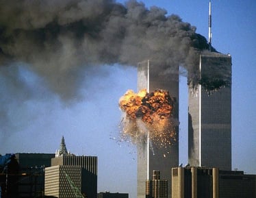 World Trade Center being attacked on 9/11