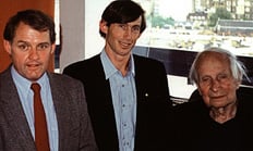Jeremy Griffith & Tim Macartney-Snape with the late  Sir Laurens van der Post