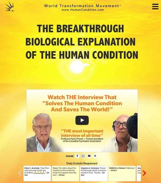 Image of top of WTM Homepage including THE Interview video placeholder and Ecstatic Responses