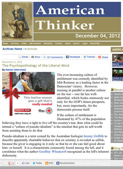 American Thinker - The Psychopathology of the Liberal Mind