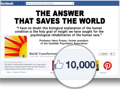 The WTM Facebook Page with 10,000 Likes
