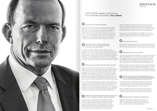 Feature article on former Australian Prime Minister, Tony Abbott