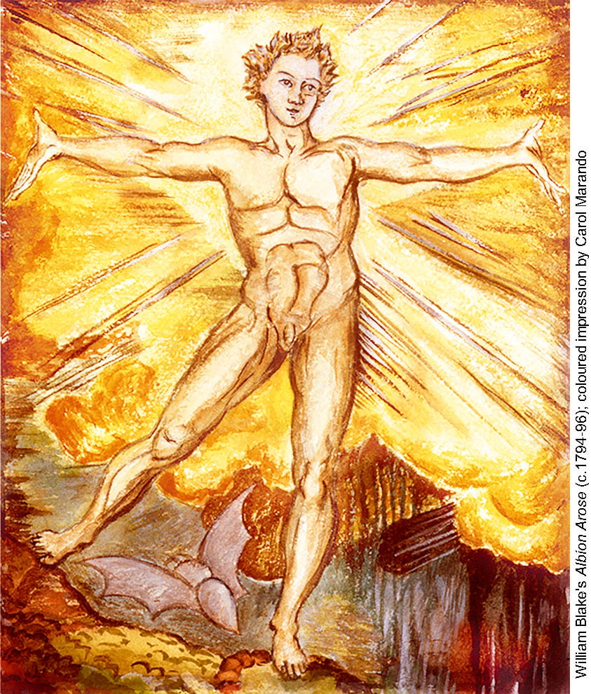 William Blake’s ‘Albion Arose’ (c. 1794-96); coloured impression by Carol Marando