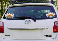 Image of rear of car with ‘Fix The World’ Oval Sticker on it