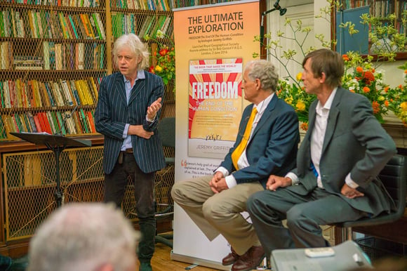 Sir Bob Geldof, Jeremy Griffith and Tim Macartney-Snape at the launch of FREEDOM
