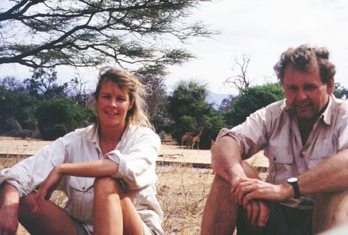 Jeremy Griffith and his partner Annie Williams in Samburu National Park in Kenya.