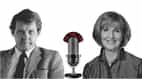 Caroline Jones and Jeremy Griffith with on air radio microphone
