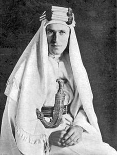 T.E. Lawrence the traditional dress of the Arab tribes he studied and fought with