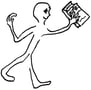 Cartoon man holding book on the human condition