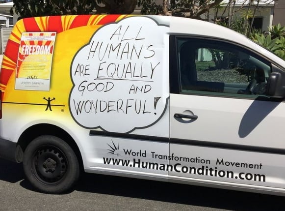 Ales' WTM Emblazoned Van with 'All Humans are equally good and wonderful' quote