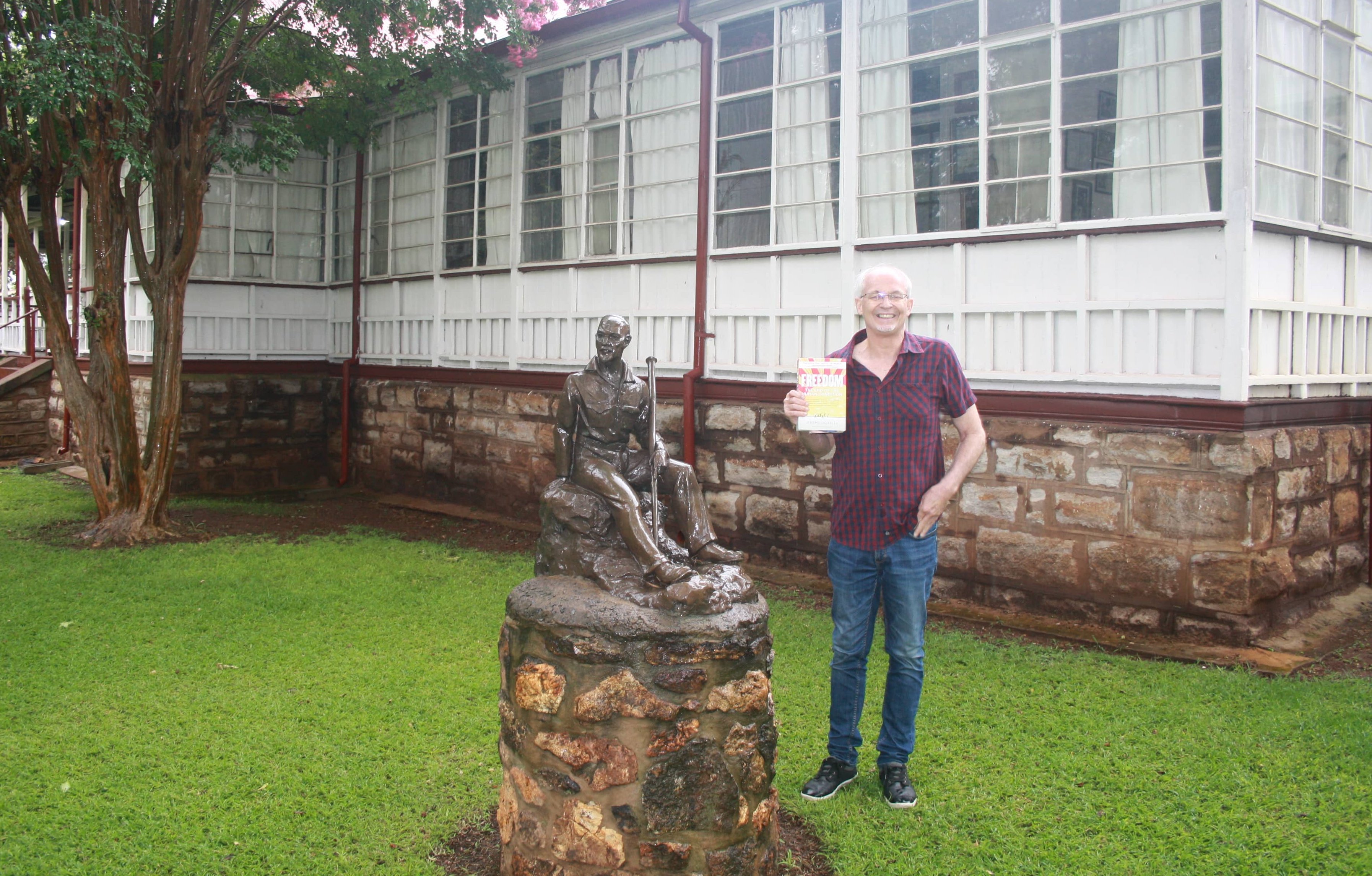 Cees, with his copy of 'FREEDOM', at Smuts House Museum, which is dedicated to the legacy of the South African statesman, military leader and philosopher, Jan Smuts