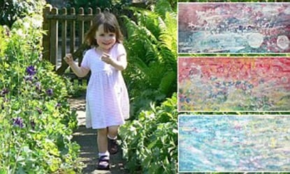 Little girl happily running up garden path
